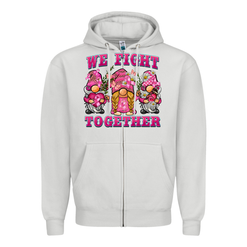 We Fight Together Breast Cancer Gnome Zipper Hoodie by BarkalooDesign | Teevron