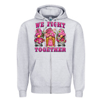 Heather Grey we fight together breast cancer gnome Zipper Hoodie - BarkalooDesign