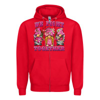 Red we fight together breast cancer gnome Zipper Hoodie - BarkalooDesign