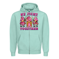 Seafoam we fight together breast cancer gnome Zipper Hoodie - BarkalooDesign