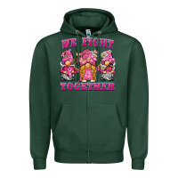 Sports Green we fight together breast cancer gnome Zipper Hoodie - BarkalooDesign
