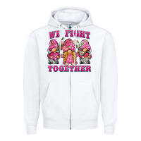 White we fight together breast cancer gnome Zipper Hoodie - BarkalooDesign