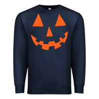 Navy Halloween Pumpkin Face Gift Creepy Spooky Horror Premium Sweatshirt - maiPhamDesign