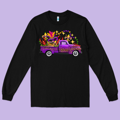 Mardi Gras Leopard Truck Long Sleeve Tee Designed By Fadigitalartstudio
