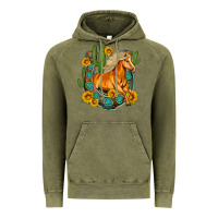 Vintage Olive western horse cactus sunflowers horseshoe Vintage Hoodie - OliviaCreatesArt