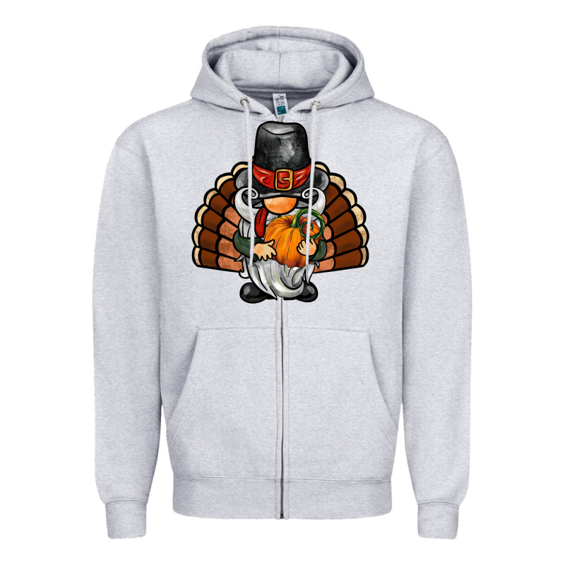 Thanksgiving Turkey Gnome Zipper Hoodie by BarkalooDesign | Teevron