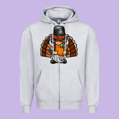 Thanksgiving Turkey Gnome Zipper Hoodie Designed By Barkaloodesign