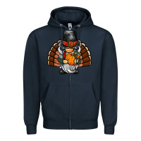 Navy thanksgiving turkey gnome Zipper Hoodie - BarkalooDesign