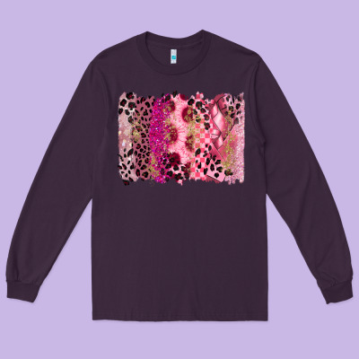 Breast Cancer Brushstroke Long Sleeve Tee Designed By Fadigitalartstudio