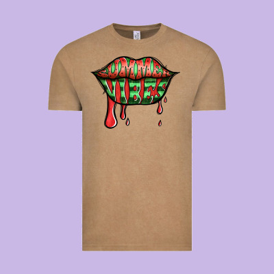 Summer Vibes Watermelon Lips Vintage Tee Designed By Jasminsmagicworld