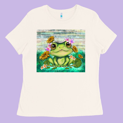 Frog With Sunflower Ladies Tee Designed By Tumblerdesignbyshophia