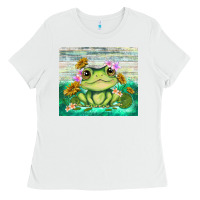 White frog with sunflower Ladies Tee - TumblerDesignByShophia