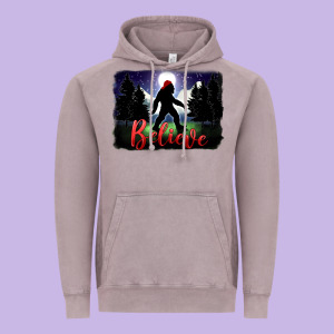 Bigfoot Believe Christmas Vintage Hoodie Designed By Fadigitalartstudio