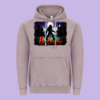Bigfoot Believe Christmas Vintage Hoodie Designed By Fadigitalartstudio