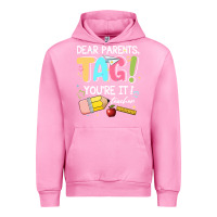 Fuchsia Pink dear parents tag youare it teacher Urban Hoodie - JahusDesignShop