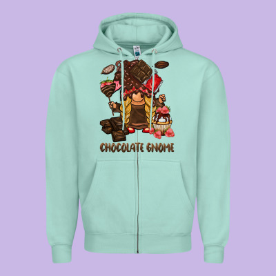 Chocolate Gnome Zipper Hoodie Designed By Barkaloodesign