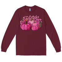 Burgundy Cancer Pumpkins Long Sleeve Tee - FaDigitalArtStudio