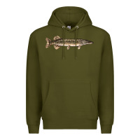 Army Green Northern Pike Fish Illustrations Premium Hoodie - LillyAllenDesigns