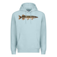 Blue Mist Northern Pike Fish Illustrations Premium Hoodie - LillyAllenDesigns