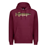 Burgundy Northern Pike Fish Illustrations Premium Hoodie - LillyAllenDesigns