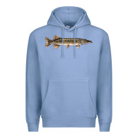 Colony Blue Northern Pike Fish Illustrations Premium Hoodie - LillyAllenDesigns