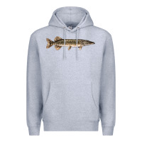 Heather Grey Northern Pike Fish Illustrations Premium Hoodie - LillyAllenDesigns