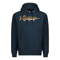Navy Northern Pike Fish Illustrations Premium Hoodie - LillyAllenDesigns