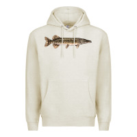 Oatmeal Heather Northern Pike Fish Illustrations Premium Hoodie - LillyAllenDesigns