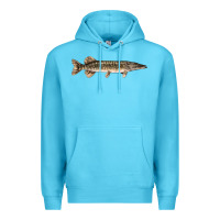 Ocean Blue Northern Pike Fish Illustrations Premium Hoodie - LillyAllenDesigns