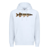 White Northern Pike Fish Illustrations Premium Hoodie - LillyAllenDesigns