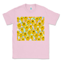 Bubblegum Pink retro smiley faces Classic Tee - TumblerDesignByShophia