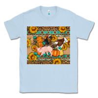 Dusty Blue Fall Coop Animals Classic Tee - Artiststas