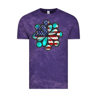 Cloud Purple American flag turquoise gemstone 4th of july Vintage Tee - CowGirlArtShop