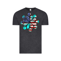 Vintage Black American flag turquoise gemstone 4th of july Vintage Tee - CowGirlArtShop