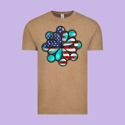 American Flag Turquoise Gemstone 4th Of July Vintage Tee Designed By Cowgirlartshop