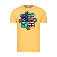 Vintage Mustard American flag turquoise gemstone 4th of july Vintage Tee - CowGirlArtShop