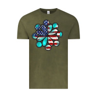 Vintage Olive American flag turquoise gemstone 4th of july Vintage Tee - CowGirlArtShop