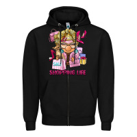 Black shopping life  gnome Zipper Hoodie - BarkalooDesign