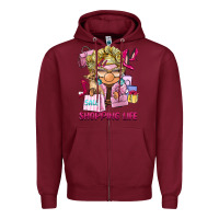 Burgundy shopping life  gnome Zipper Hoodie - BarkalooDesign