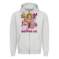 Dove Grey shopping life  gnome Zipper Hoodie - BarkalooDesign