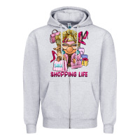 Heather Grey shopping life  gnome Zipper Hoodie - BarkalooDesign