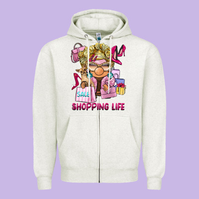 Shopping Life  Gnome Zipper Hoodie Designed By Barkaloodesign