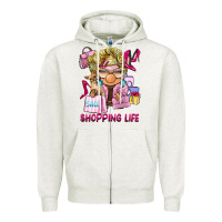 Oatmeal Heather shopping life  gnome Zipper Hoodie - BarkalooDesign
