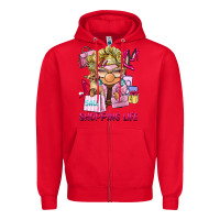 Red shopping life  gnome Zipper Hoodie - BarkalooDesign