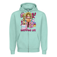 Seafoam shopping life  gnome Zipper Hoodie - BarkalooDesign