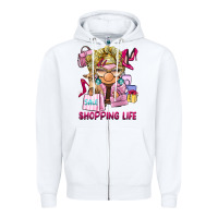 White shopping life  gnome Zipper Hoodie - BarkalooDesign