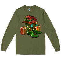 Army Green cowboy hat with boots christmas Long Sleeve Tee - RanaPortraitStore