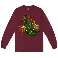 Burgundy cowboy hat with boots christmas Long Sleeve Tee - RanaPortraitStore