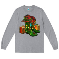 Heather Grey cowboy hat with boots christmas Long Sleeve Tee - RanaPortraitStore
