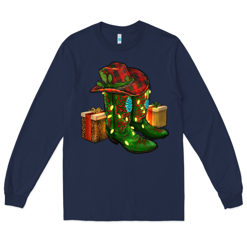 Cowboy Hat With Boots Christmas Long Sleeve Tee by RanaPortraitStore | Teevron